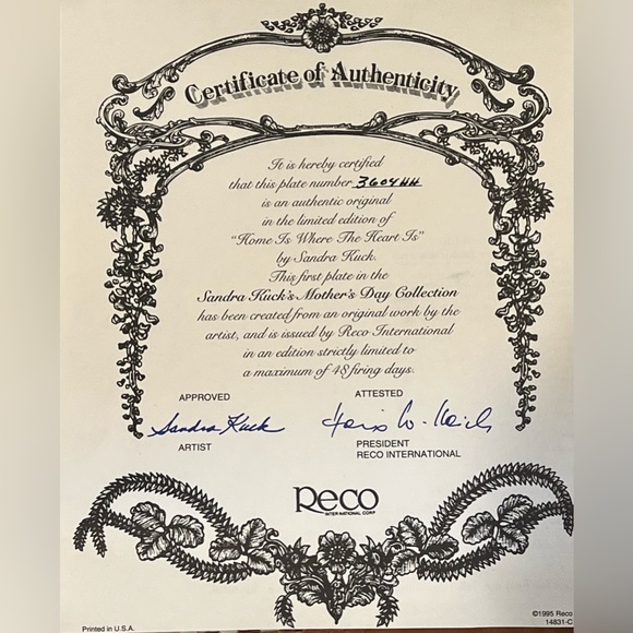 3/$10 Sandra Kuck Plate Mother's Day Home is where the Heart Is circa 1984 - Picture 5 of 6